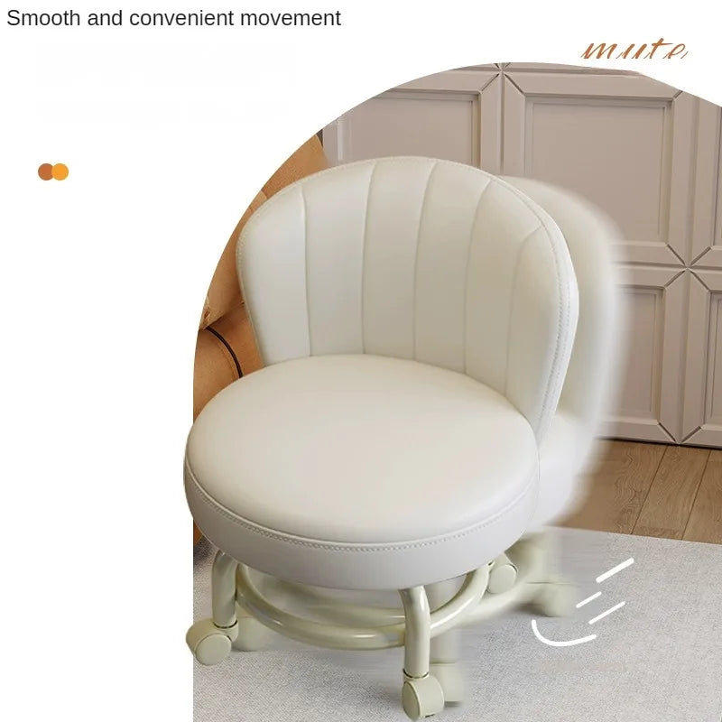 Household stool with wheel pulley low stool door