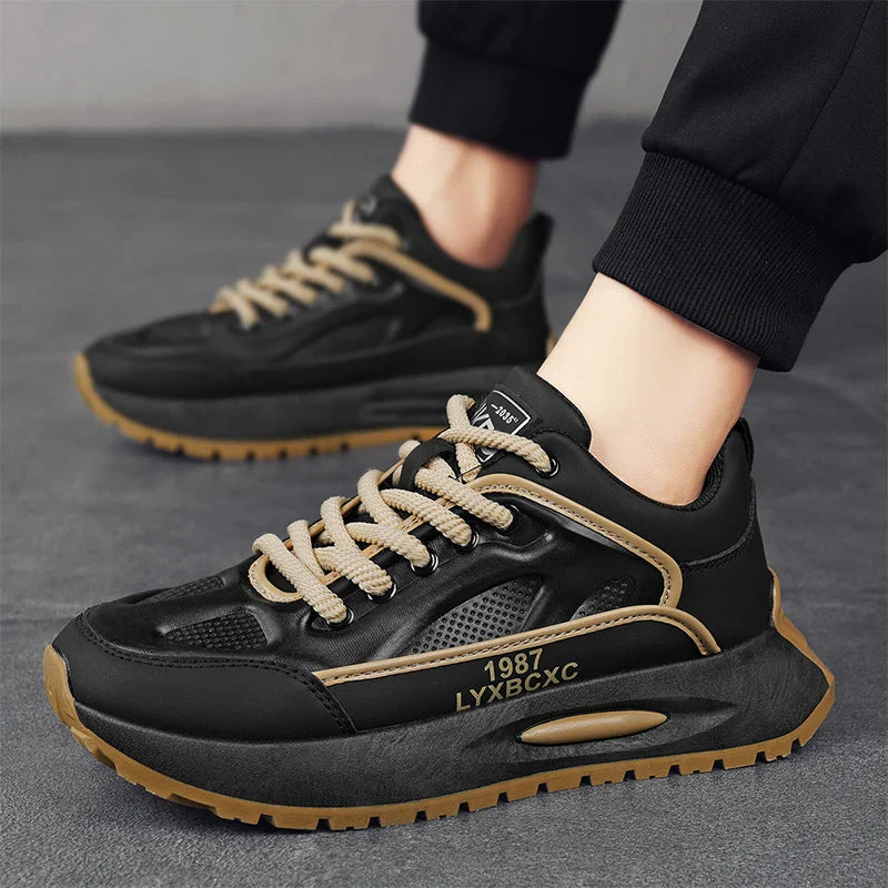Men's Run Sneaker Walking Leather Shoes Youth Casual Cricket Shoes Fashion Trend Board Shoes Comfort White Skateboard Shoes