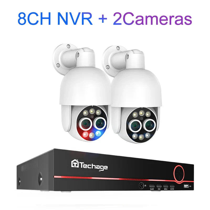 Techage 8CH PTZ 8MP Dual Lens PoE Security