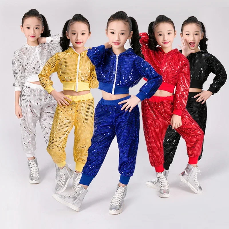 Children Sequin Hip-hop Jazz Dance Costume Girls Student