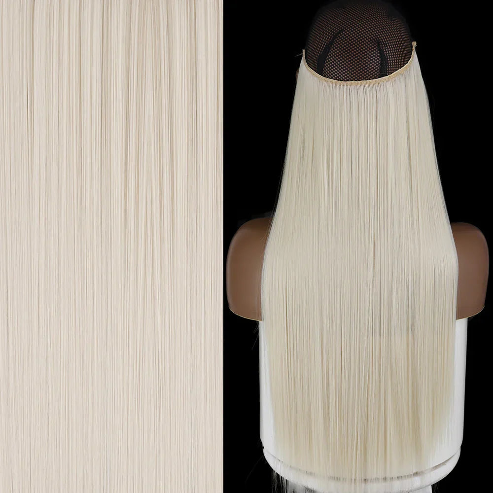 MERISIHAIR Synthetic No Clip Invisible Wire Hair Extensions