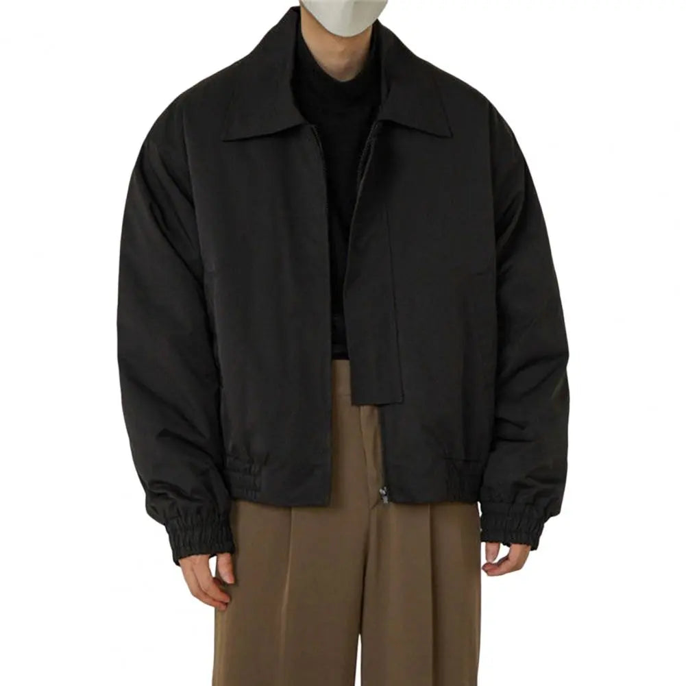 Men Jacket Zipper Closure Personality Long Sleeves Casual