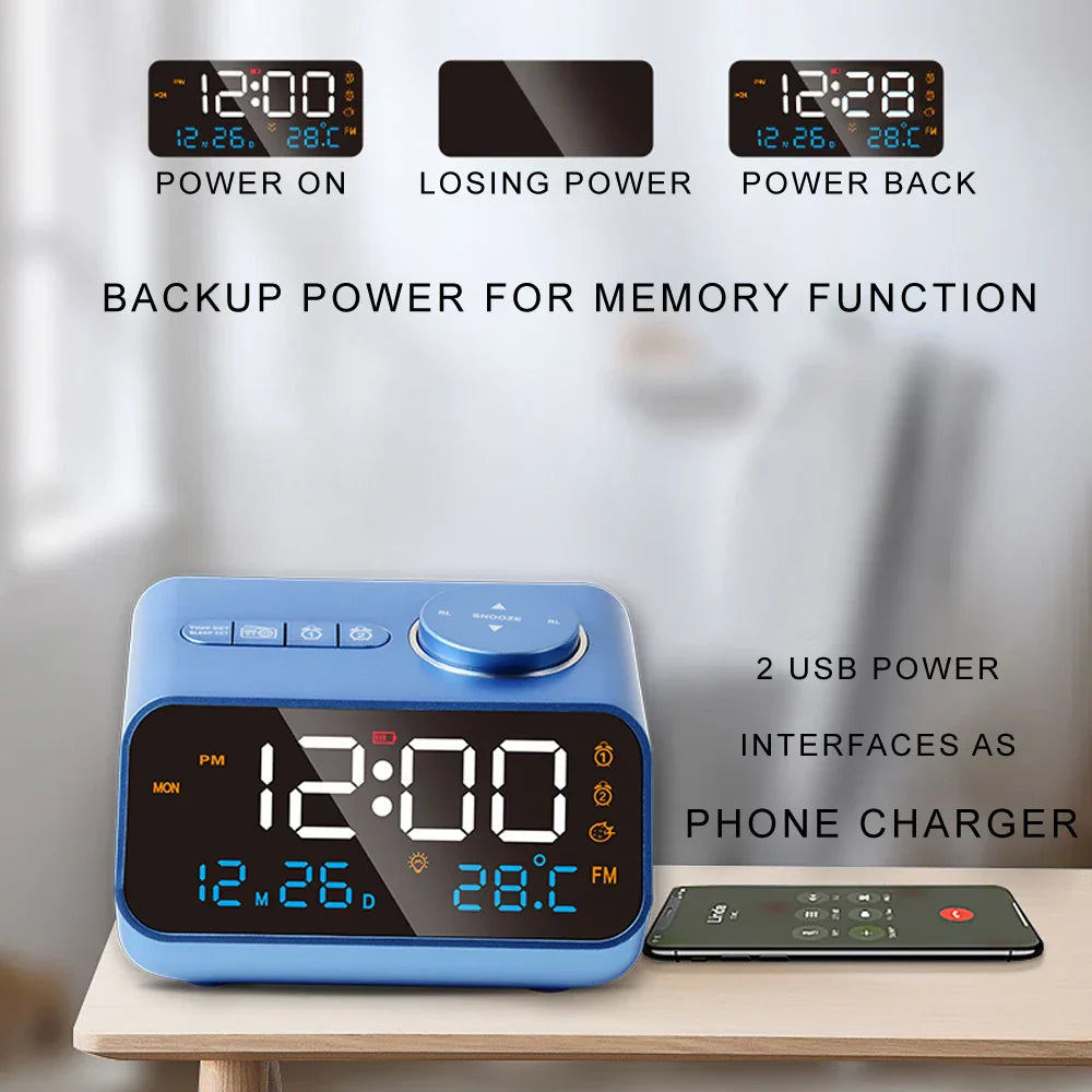 Mordern FM Radio LED Alarm Clock for Bedside