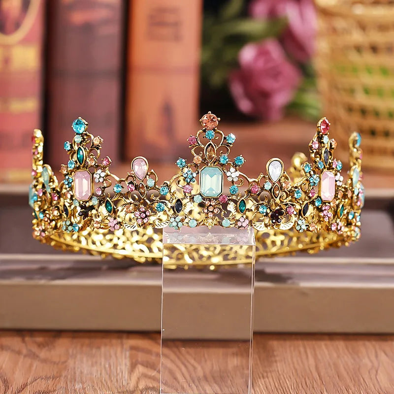 Crystal Rhinestone Round Crown Tiara Hair Jewelry Wedding