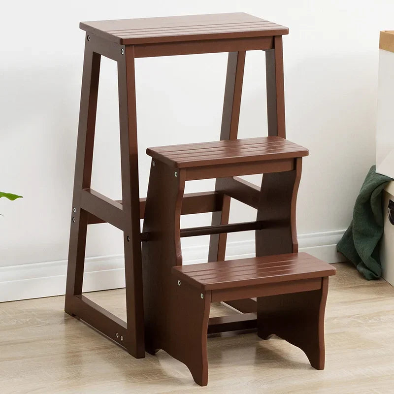 Solid Pine Wood High Stools Kitchen Multifunctional Step