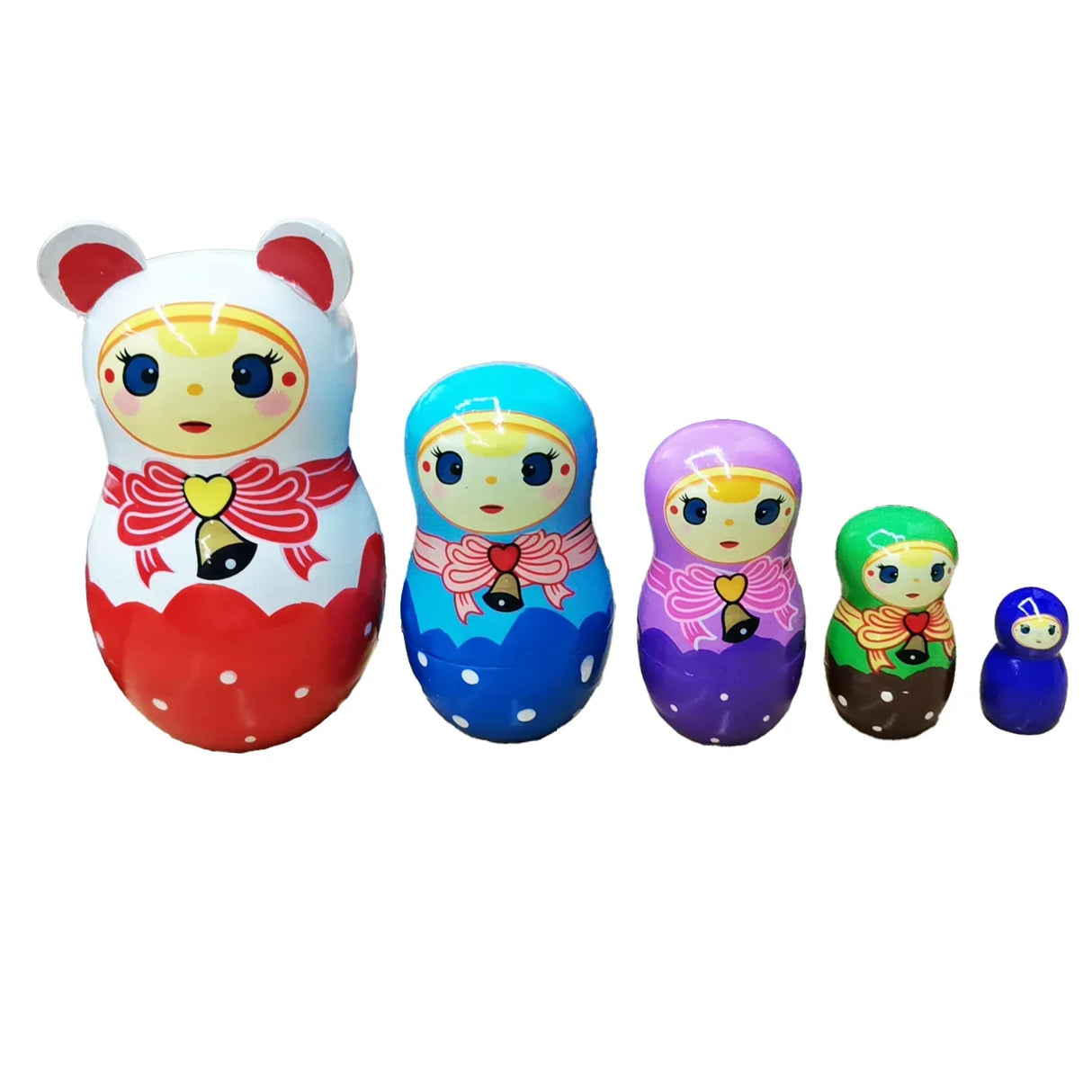5PCS Matryoshka Dolls Nesting Dolls Cute Wood Russian