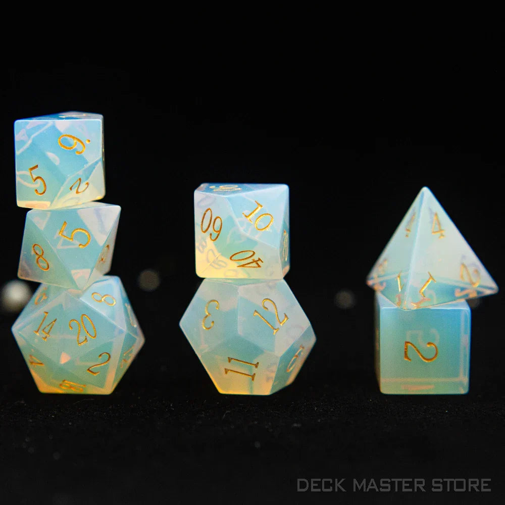 7pcsset Polyhedral Gemstone DnD Dice Set for Tabletop