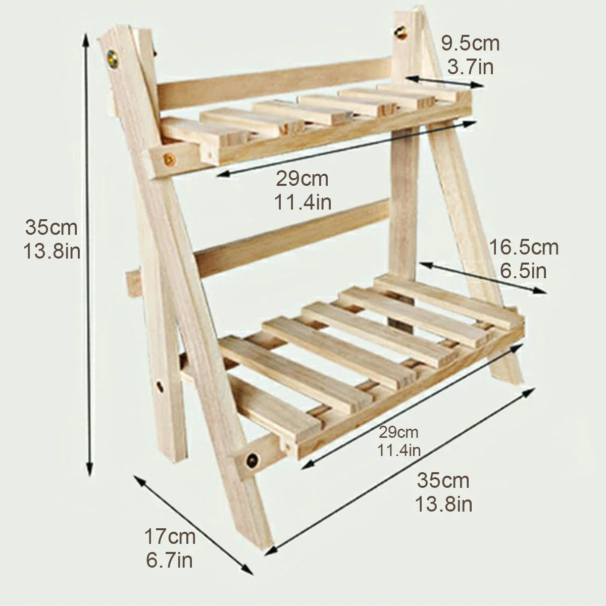 Double Layer Wooden Outdoor Plant Rack Indoor Easy