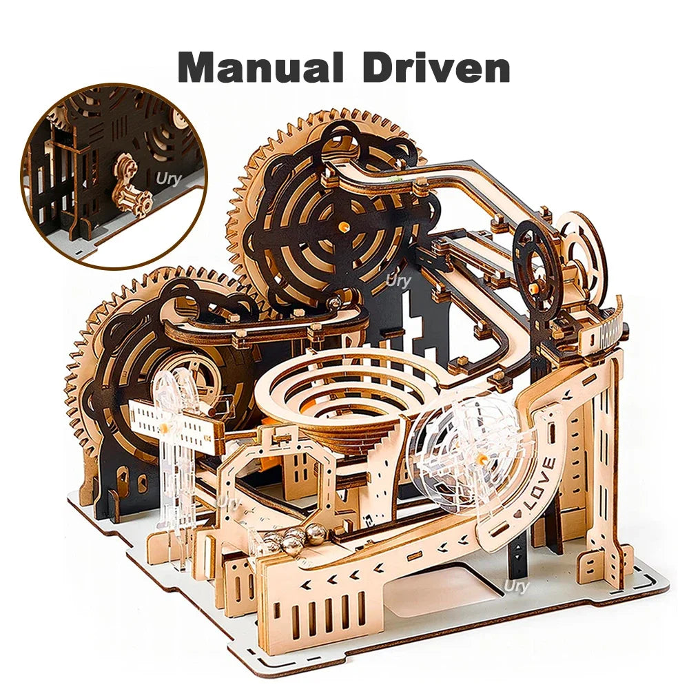 3D Wooden Puzzle Marble Run Set DIY Mechanical