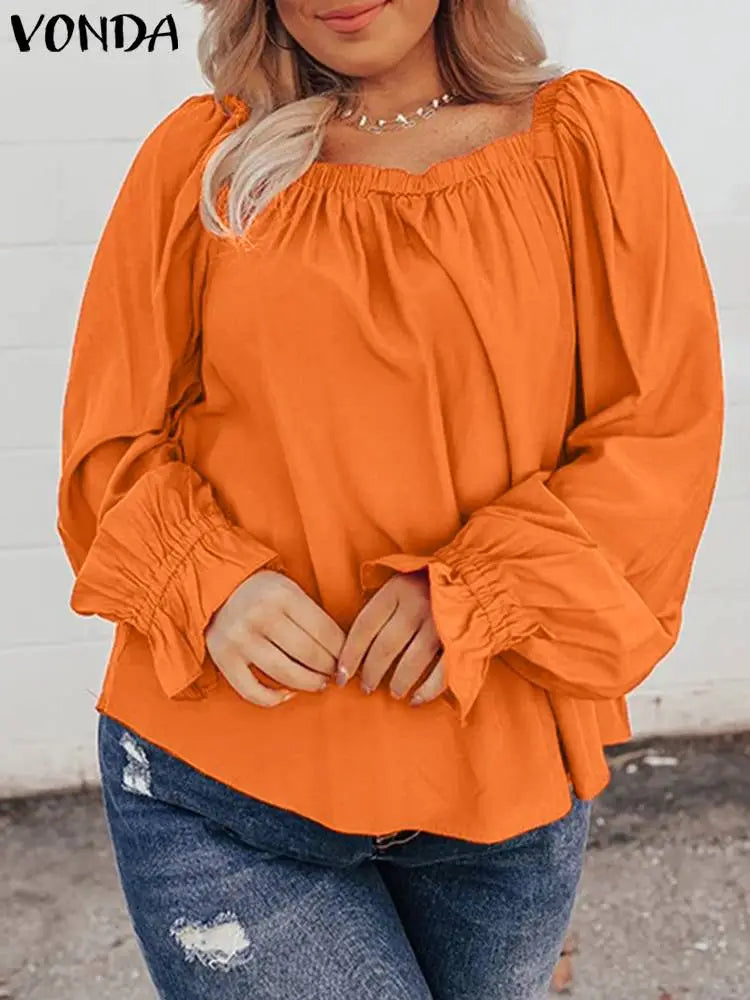 Plus Size 5XL VONDA Oversized Tops Women Fashion