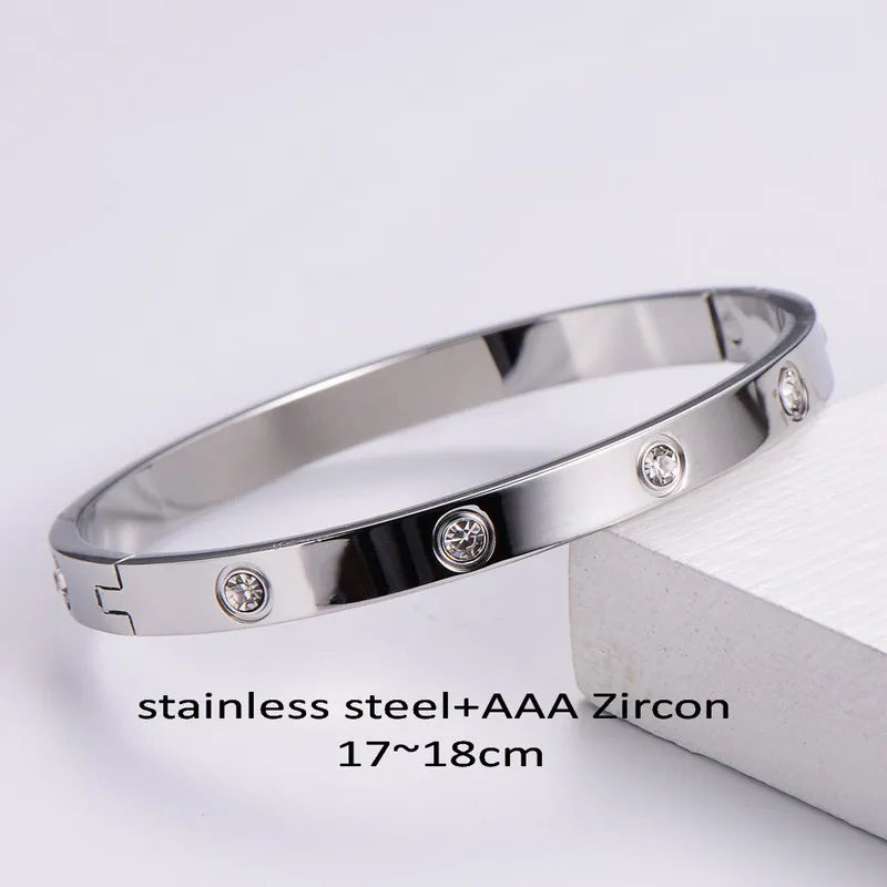 Waterproof Luxury Colorful Cubic Zirconia Bangles Stainless Steel