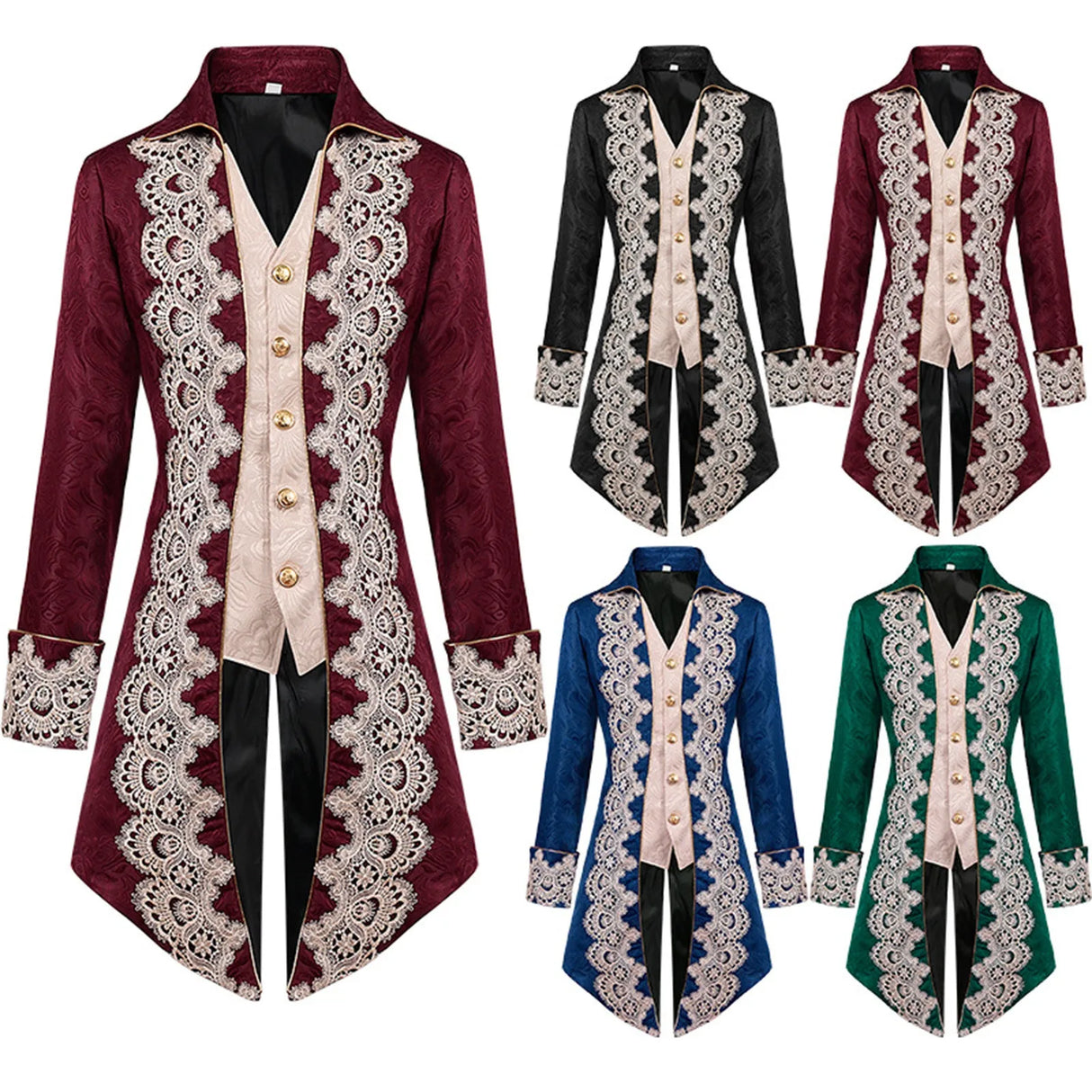 Men Double Long Coat Mens Long Steampunks Embroidered