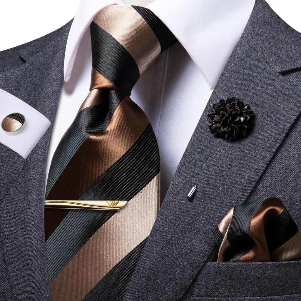 HiTie Yellow Blue Solid Business Tie For Men