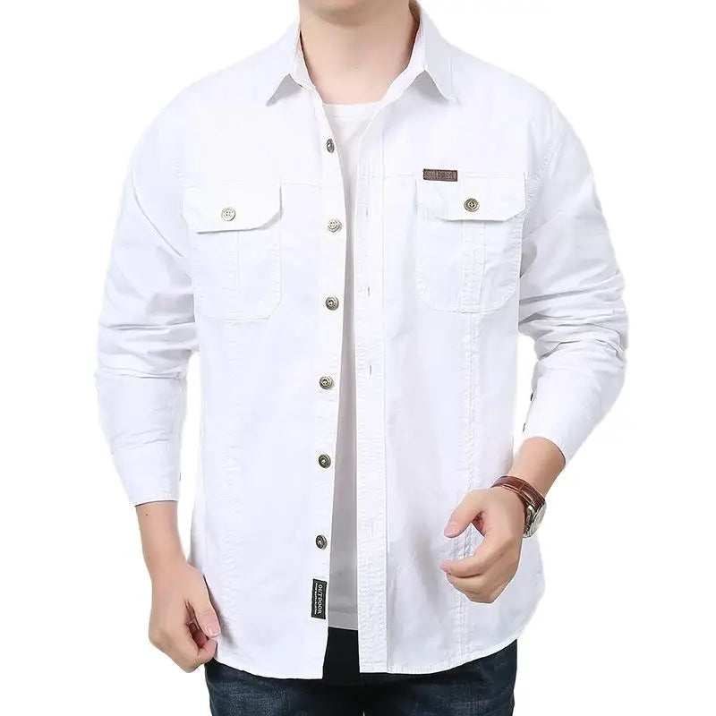 Men's Clothing Military Tactical Shirts Multi-Pockets Work Cargo