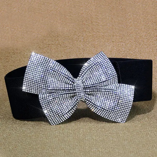 Diamond Glitter Bow Tie Waistbelt for Girls with