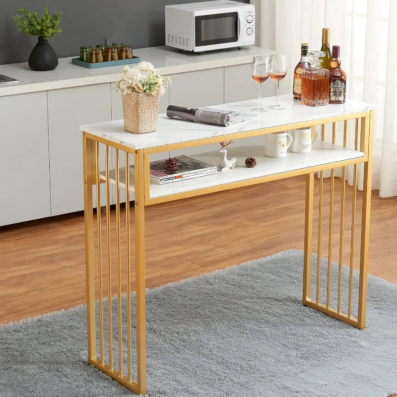 GOLASON Bar Table Gold Bar Table, High Top