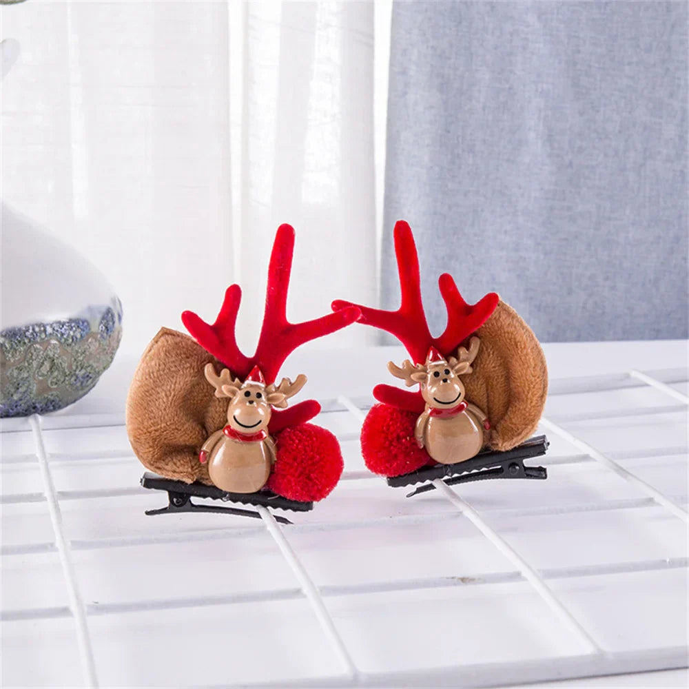 2pcs Pack Cute Reindeer Ears Hair Clip Classic