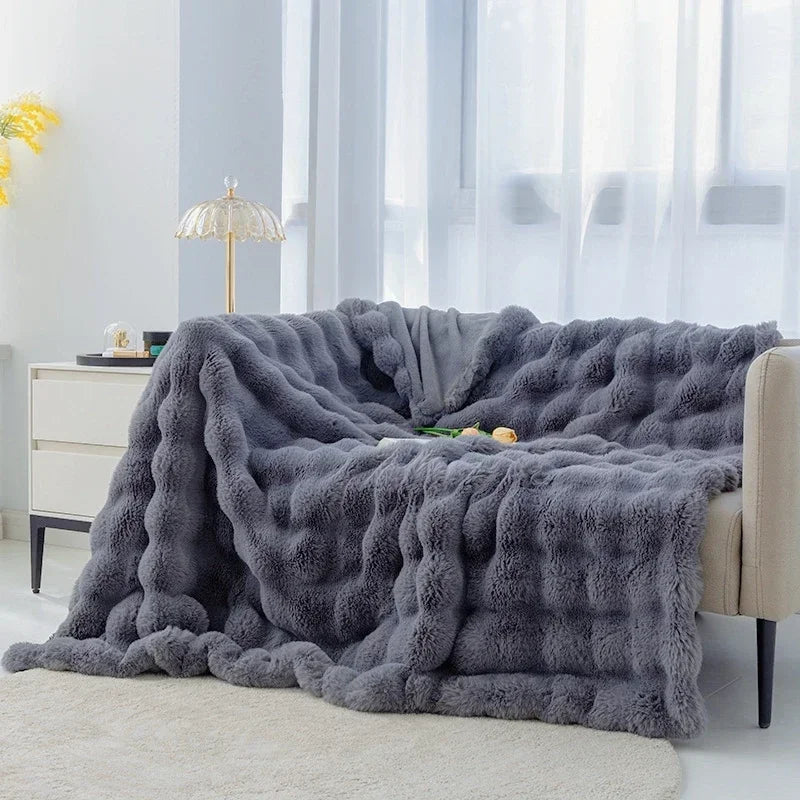 Winter Imitation Fur Plush Blanket Warm Super Soft