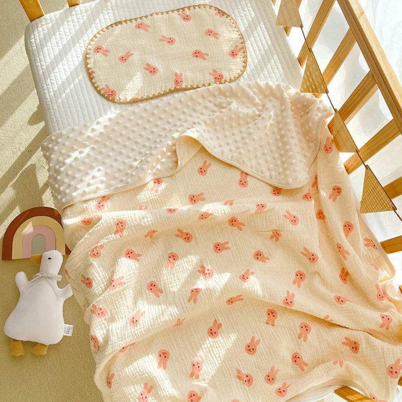 3D Minky Dot Baby Blanket Newborn Cotton Gauze