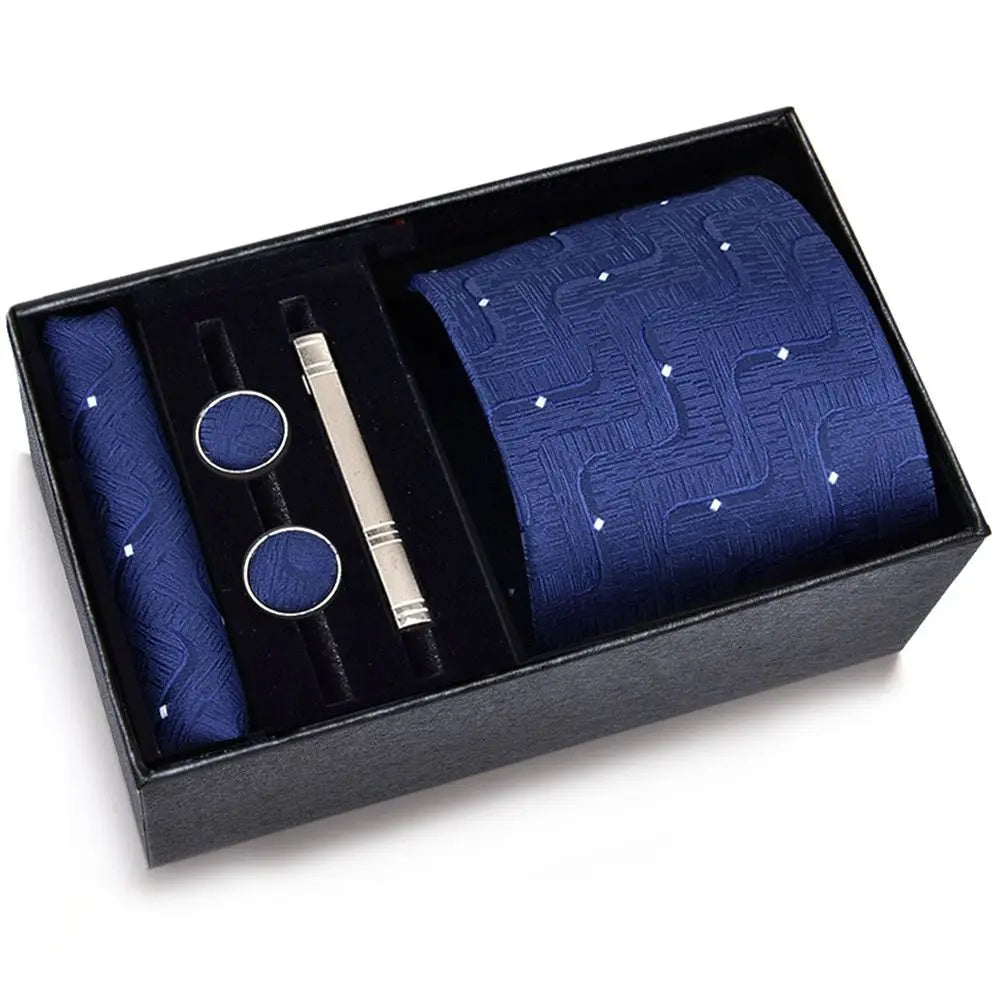 4PCSSet 8 cm Business Ties Handkerchief Cufflink Set