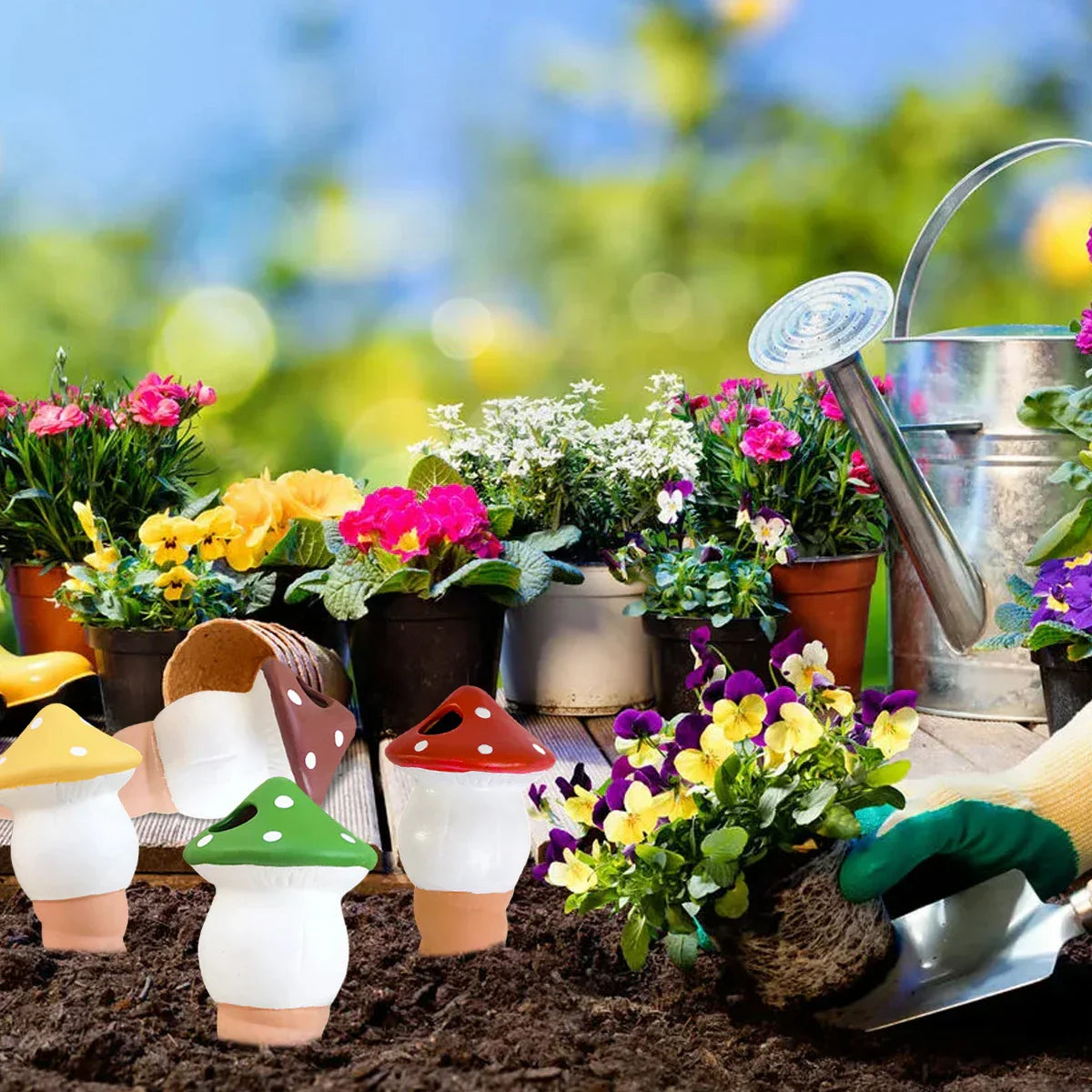Automatic Drip Irrigation System Self Watering Cute Mushroom