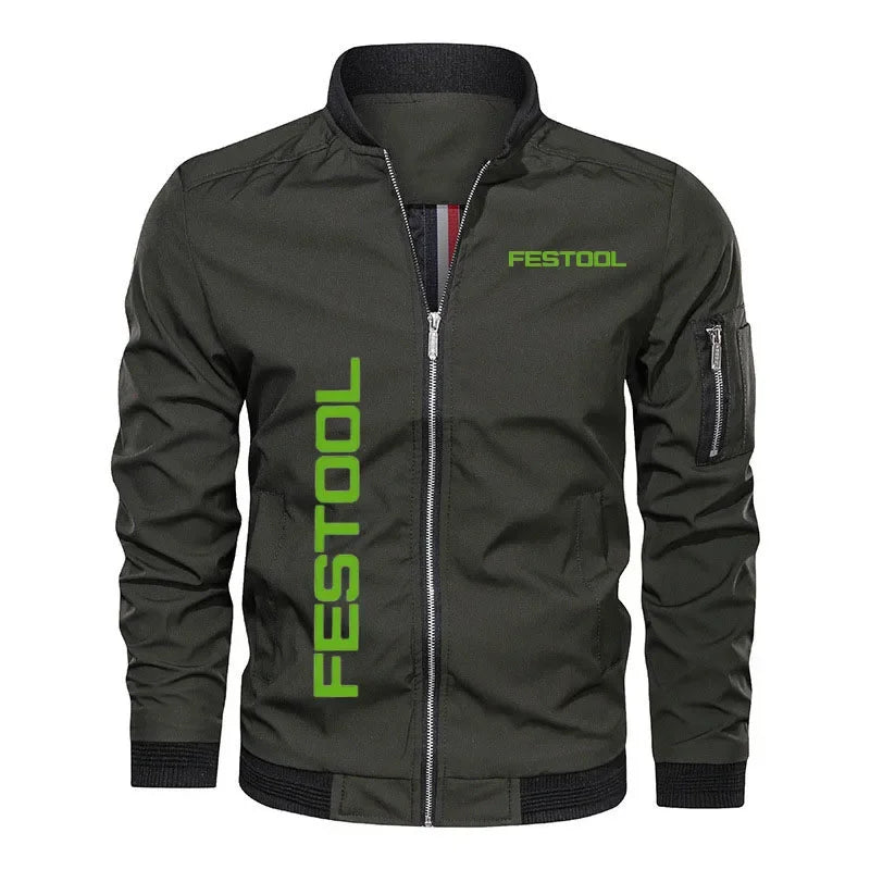 Hip-hop men's jacket Festool tools logo print New