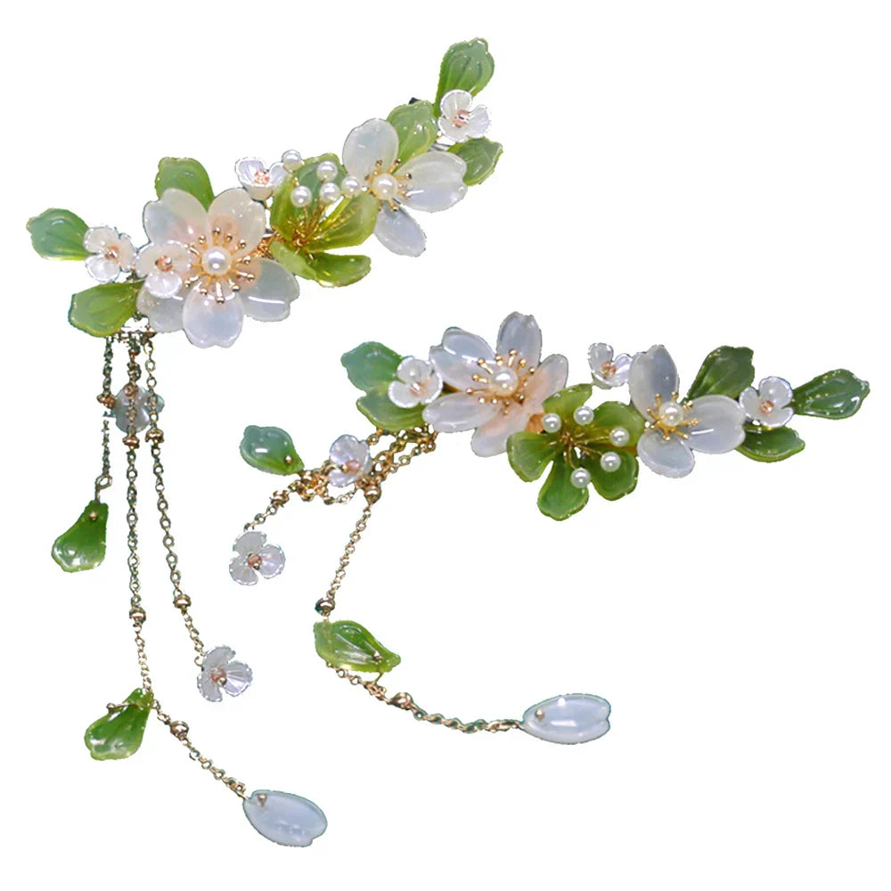 Chinese Hair Clips Girls Hanfu Hair Accessories Green