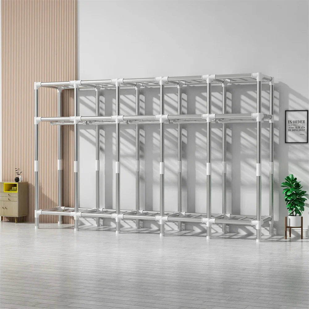 LEEGOHOME Wardrobes Closet Cloth Bedroom Furniture 85/125/166/207x45x170cm 26mmSteel