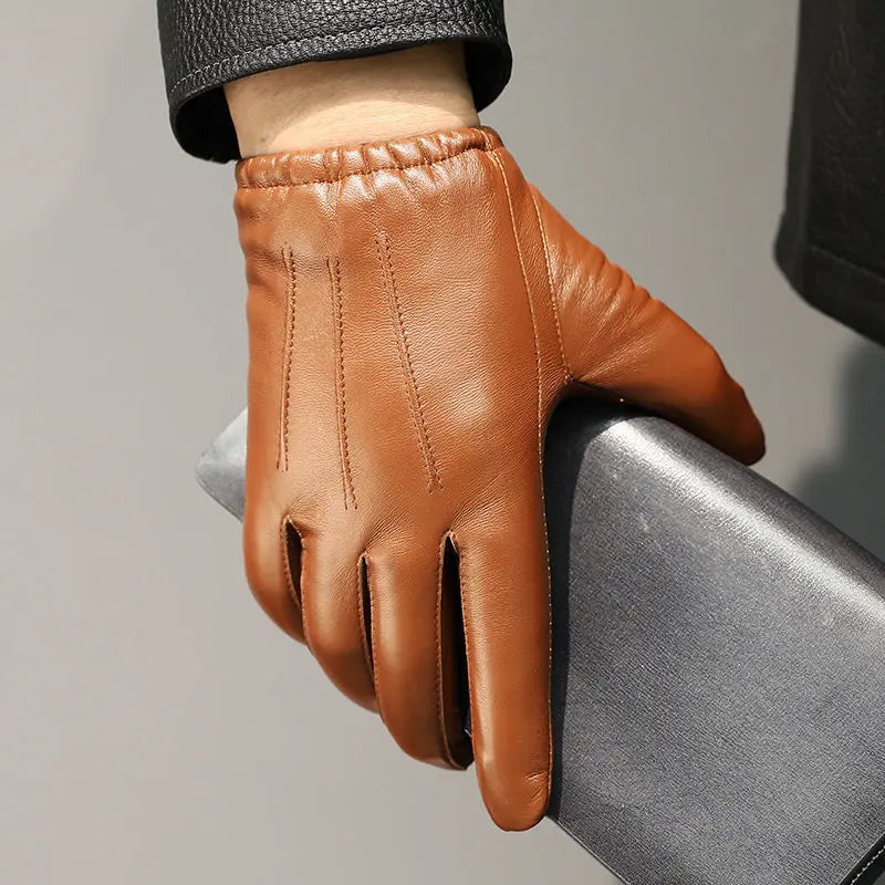Sheepskin Genuine Leather Men's Gloves Fashion Driving Riding