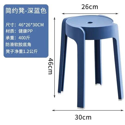 Plastic Stool Thickened Household Stackable Dining Table Bench