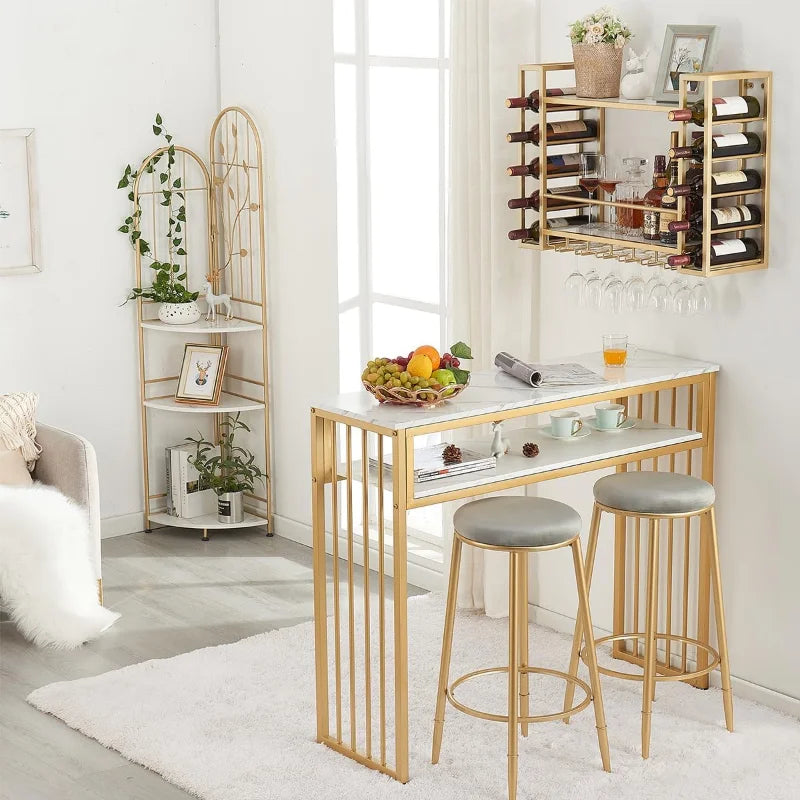 GOLASON Bar Table Gold Bar Table, High Top