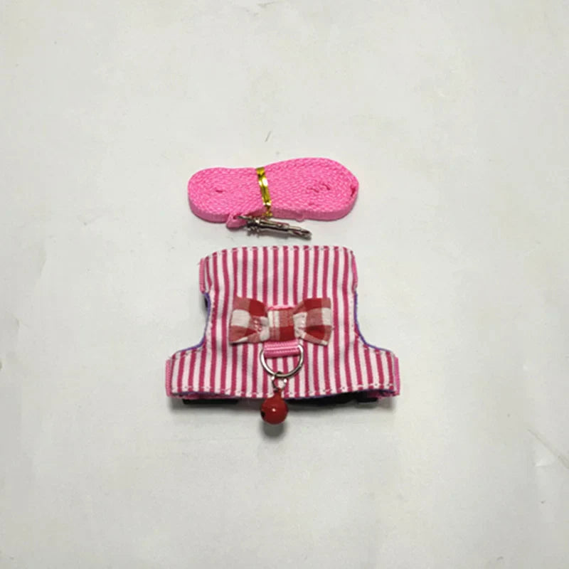 Adjustable Small Pet Stripe Harness Leash Vest Chest