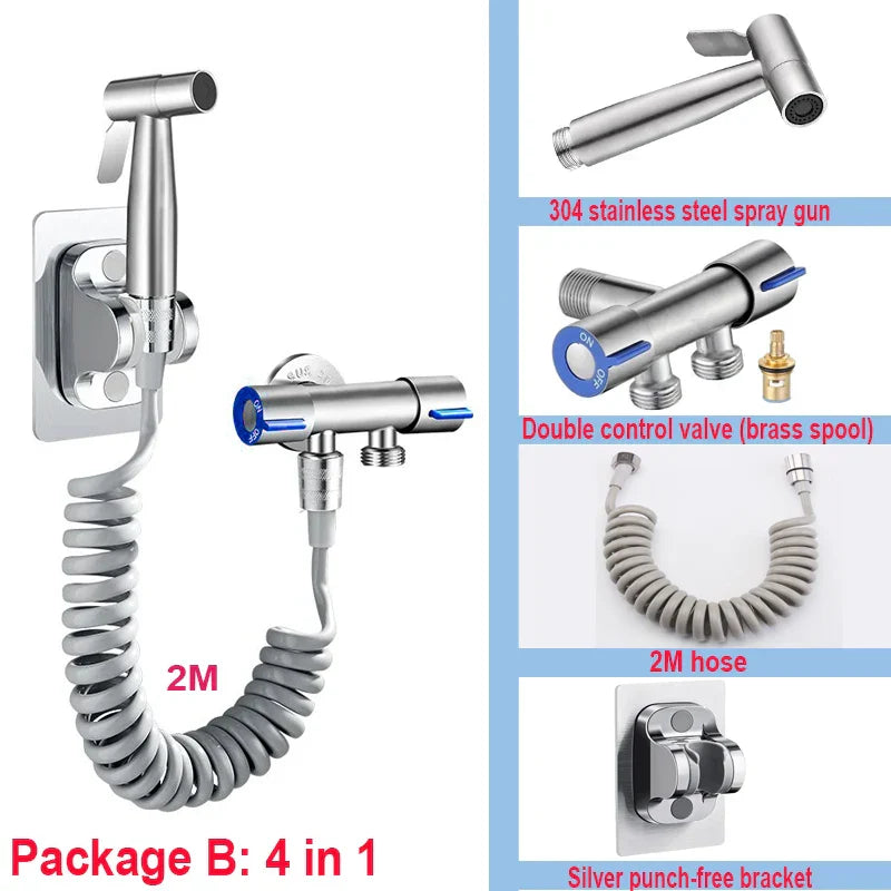 Handheld Bidet Sprayer Set 304 Stainless Steel Spray