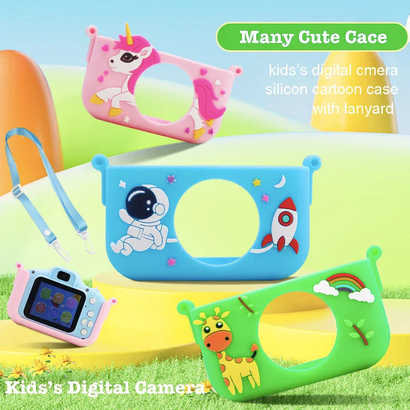 Kids digital camera cartoon multi-functions silicon case Micro