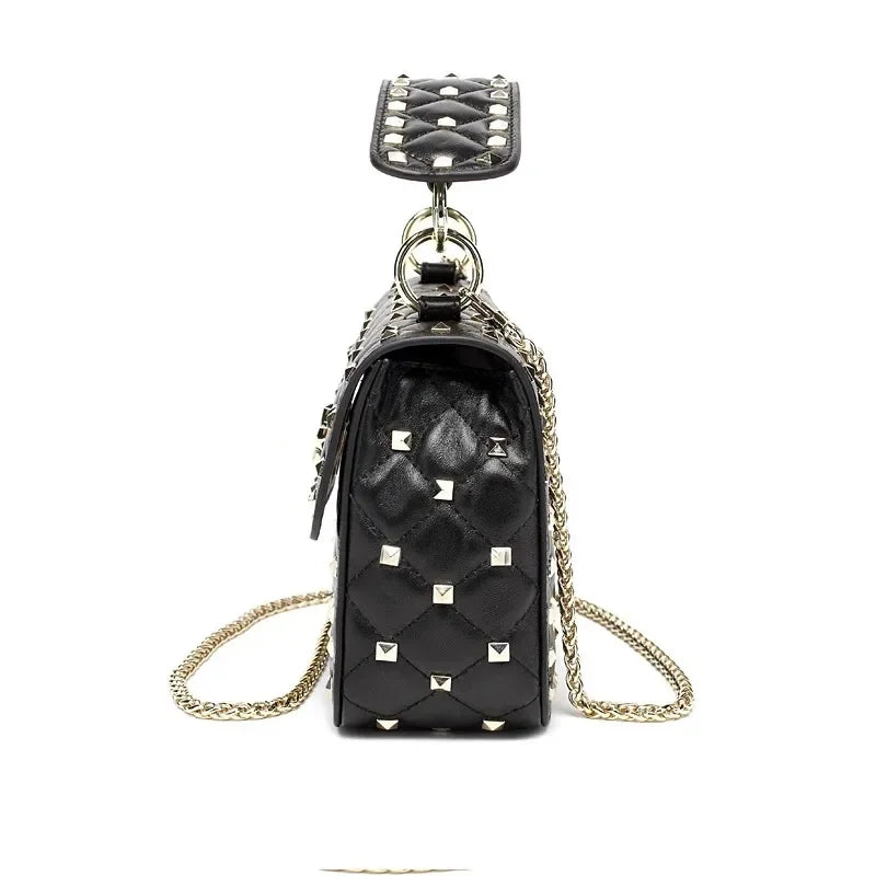 2024 New Fashion Women Sheepskin Leather Rivet Handbags