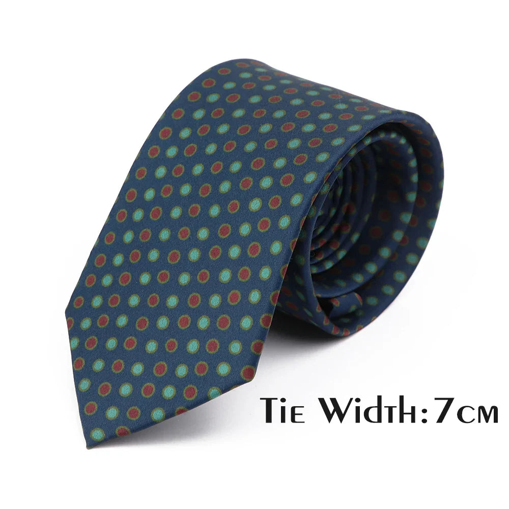 Vintage Floral Geometric Print Necktie Unique Style Mens