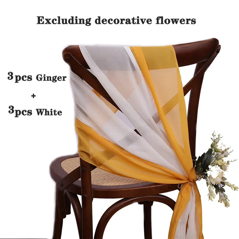 6PCS RUST Chiffon Chair Sashes 30 x 270cm