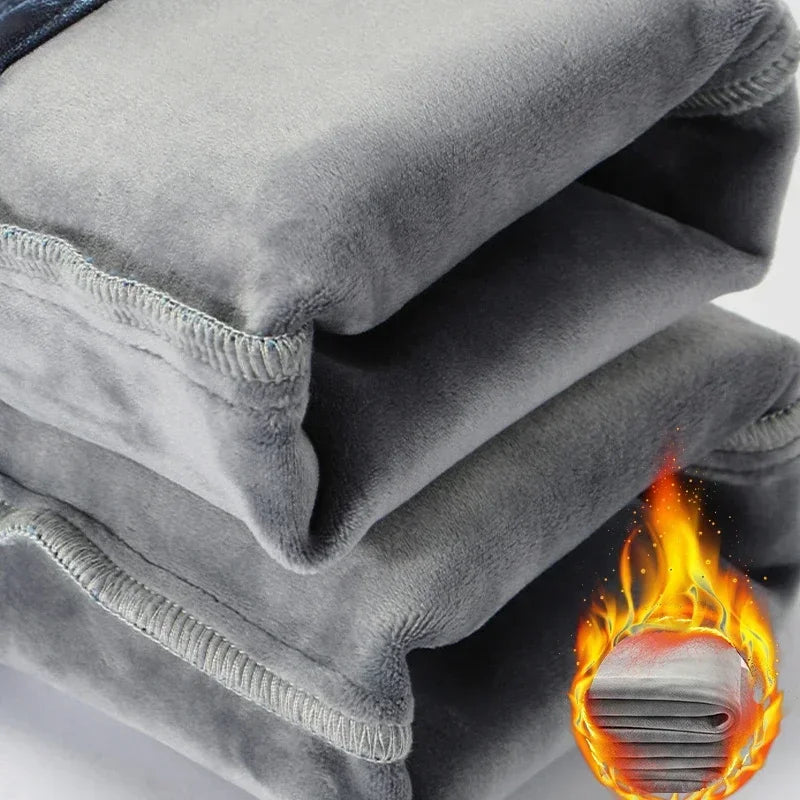 2023 Winter New Men's Warm Baggy Fleece Jeans