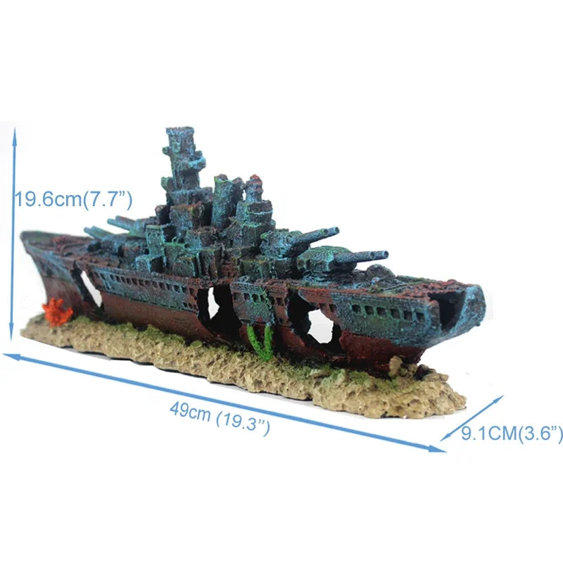 49cm Navy Warship Batttle Ship Resin Boat Aqaurium