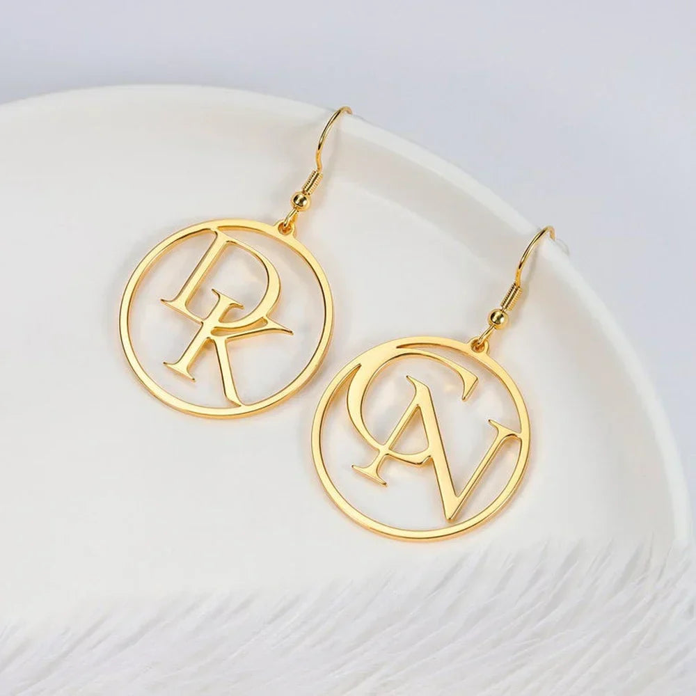 Personalized Hoop Earrings for Women Custom Name Initials