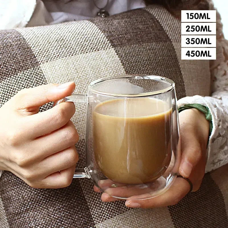 Double Wall Glass Cup Heat Resistant Transparent High