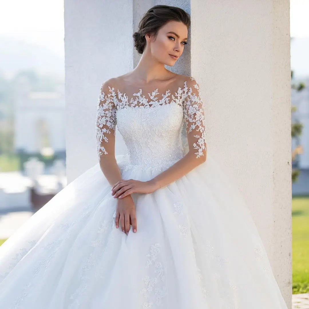 Luxury Fluffy Wedding Dresses for Woman2023 Oeck Half