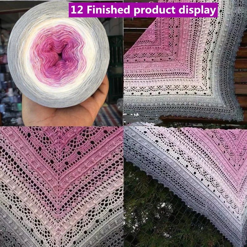 300g Cake Gradient Color Crocheted Shawl Blanket DIY