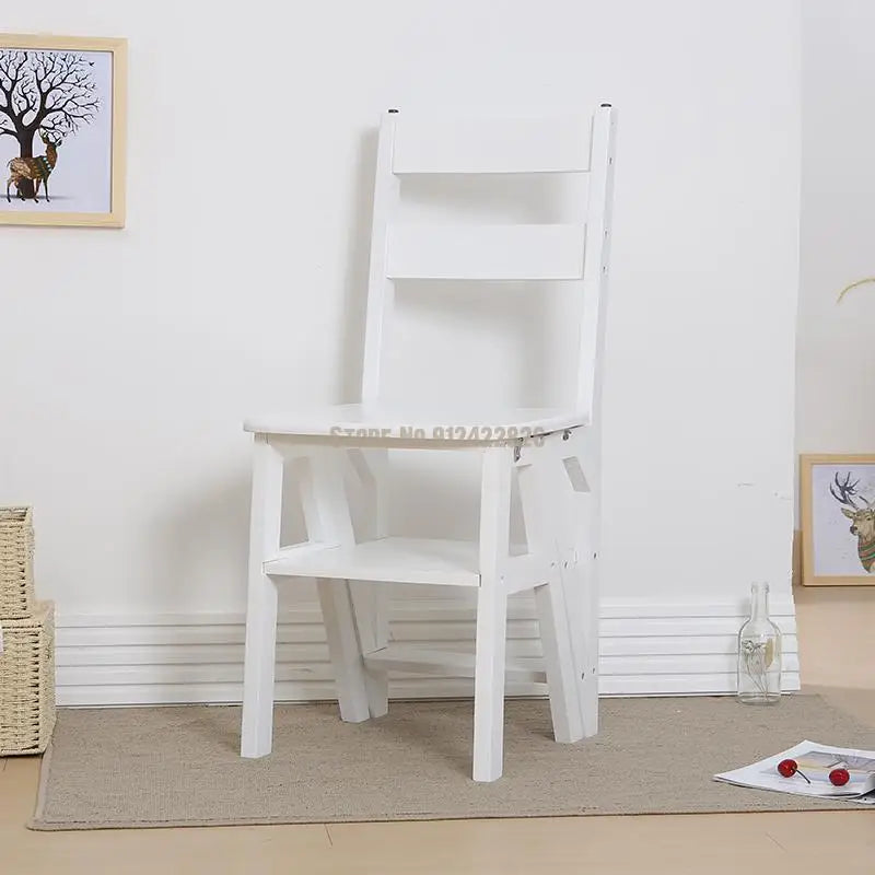 Solid Wood Household Multifunctional Folding Ladder Chair Indoor