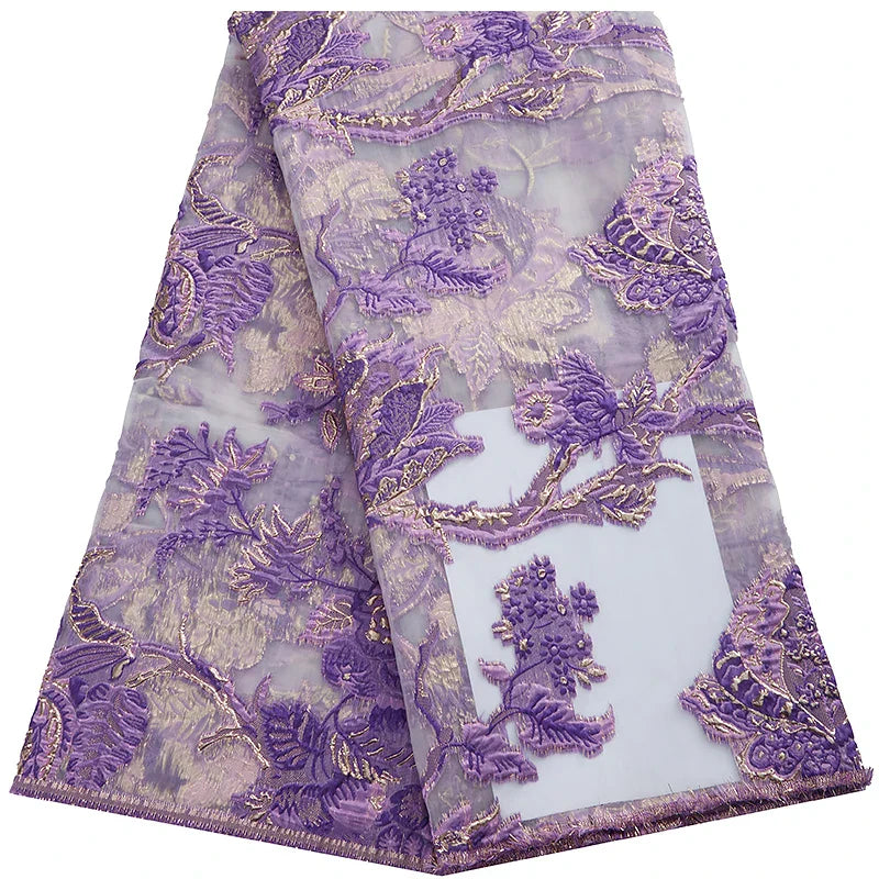 African Tulle Lace Fabric 2024 Satin Nigerian Brocade