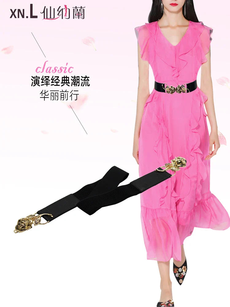 New style with skirt decoration retro elastic elastic
