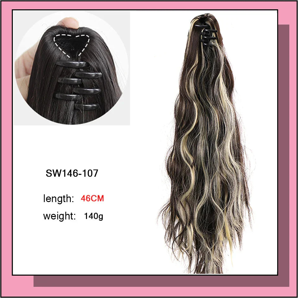 AS Long Wavy Straight Claw Clip On Ponytail