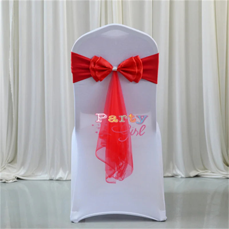 Spandex Lycra Chair Band Back Satin Bow Swag