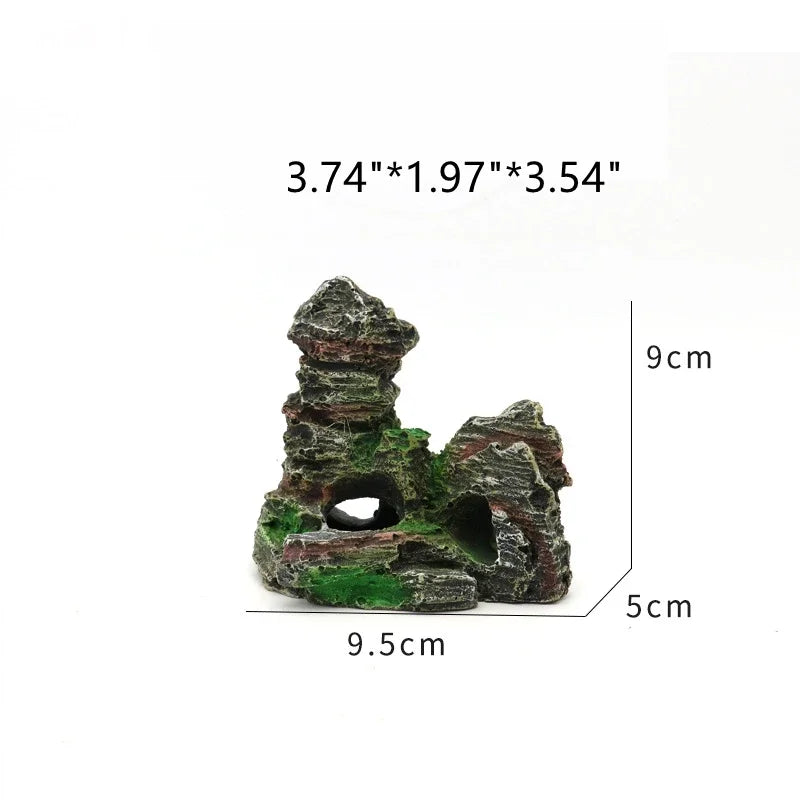 Large Resin Aquarium Fish Tank Mountain View Oranment