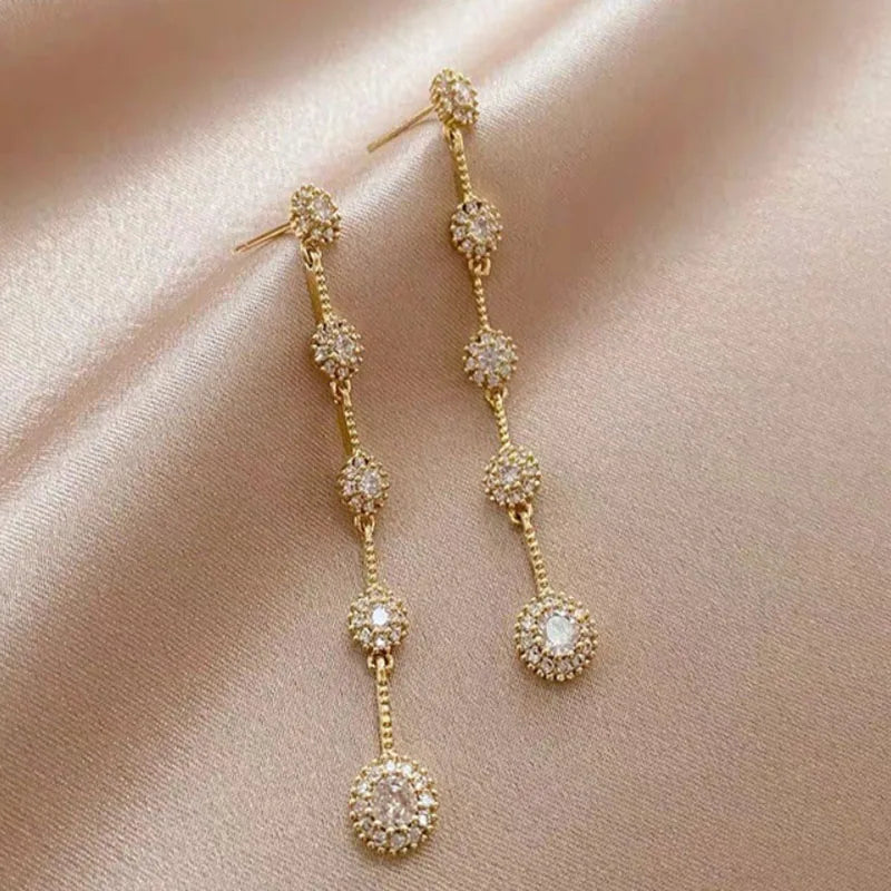 2023 Simple Cross Long Chain Tassel Drop Earrings